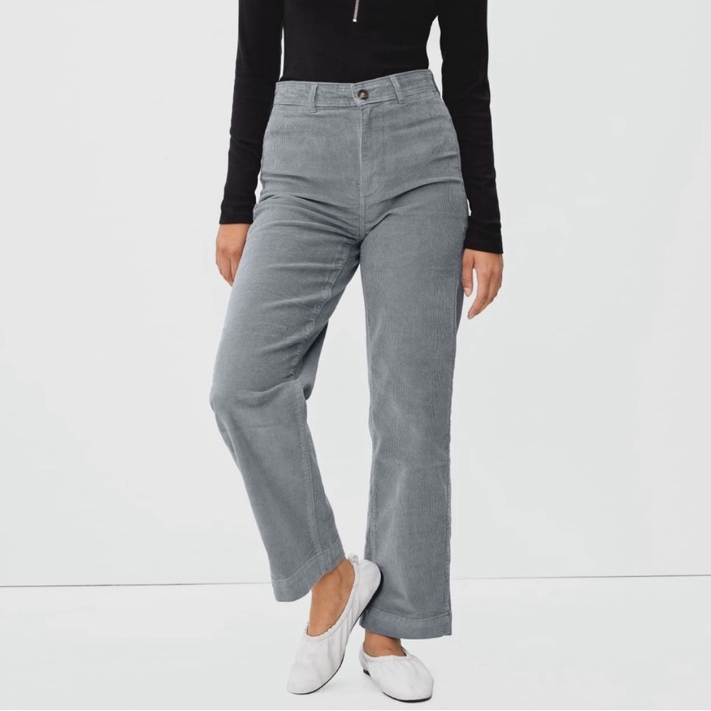 Everlane high rise wide leg corduroy light blue pants 00
